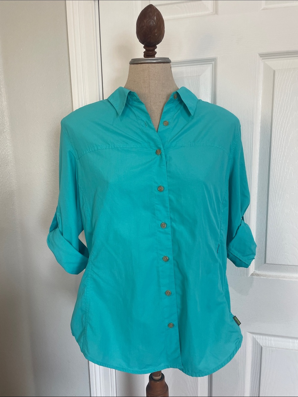 Koppen no fly zone long sleeve Turquoise Button-Up Shirt zip pocket turquoise L